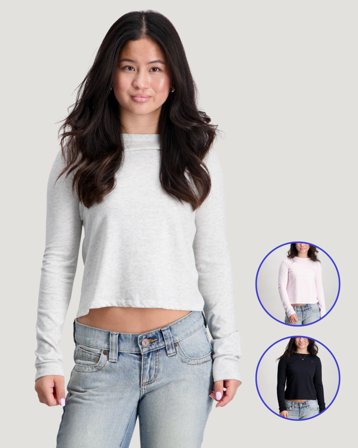 Abercrombie 3-PACK LS TEE Rosa T-skjorter Jente - Kids Brand Store