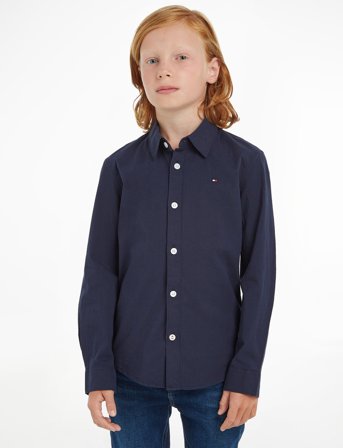 Tommy Hilfiger Solid Stretch Poplin Shirt L/S - Blue - 98