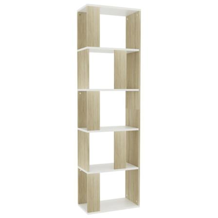 Vidaxl Bokhylla/rumsavdelare Vit Och Sonoma-ek 45x24x159 Cm Multifärg