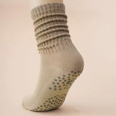 Khaki; Storlek: One Size-Dam Hög Midja Yoga Strumpor, Halkfria, Svettabsorberande, med Polka Dot-mönster, Mångsidiga för Pilates och Fitness