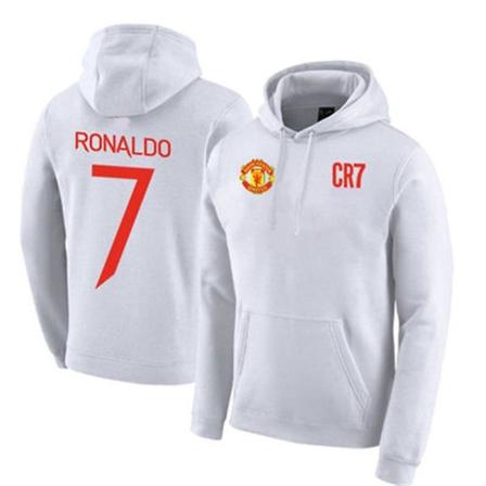 White Manchester United Cr7 Sports Hooded Head Sweater, Adult Style S-xxxl Plus velvet thick XXL
