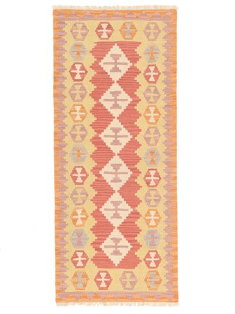 Handgeweven Perzisch Kelim Ghashghai Vloerkleed 85X202 Oranje/Beige