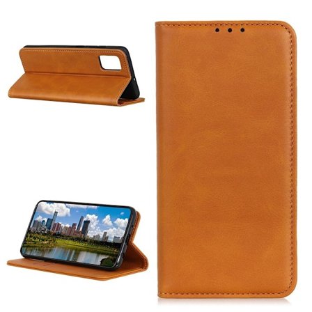 Lompakko-style Aitoa Nahkaa Läppäkotelo For Samsung Galaxy A72 5G - Ruskea