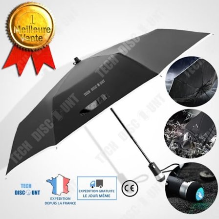 Sateenvarjo - TD - Automaattisesti kokoontaitettava - Vesitiivis 210T - Strobovalo - Musta