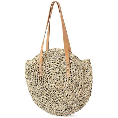 Halmväsk, Kvinna, Axelremsväska, Retro Rund Strandväska, Shoppingkorg