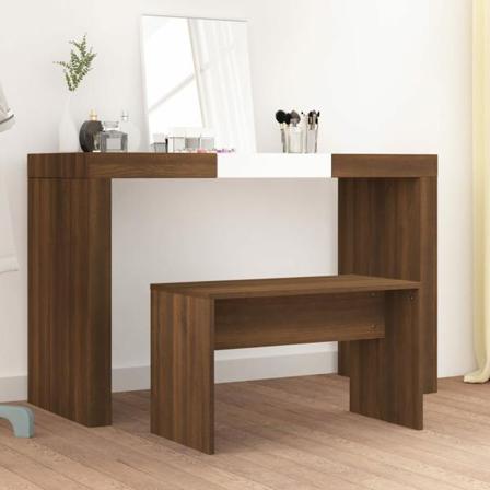 Vidaxl Sminkpall Brun Ek 70x35x45 Cm Konstruerat Trä Brun