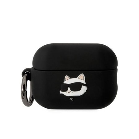 Karl Lagerfeld KLAP2RUNCHK AirPods Pro 2 skydd svart/svart Silikon Choupette Head 3D