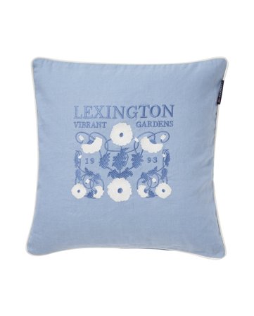 Lexington Vibrant gardens linen blend pillow cover, blue/white