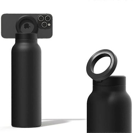 710 ml Isolert vannflaske med magnetisk telefonholder - Varm 12 timer, Kald 24 timer, 360° rotasjon, Sportstermosgave for menn og kvinner