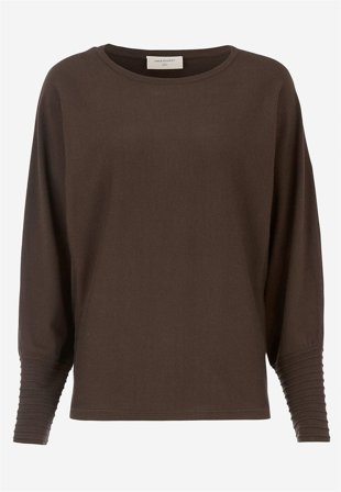 Freequent - Finstickad tröja med pingvinärmar - mörkbrun - för damer - S (38) - Cellbes