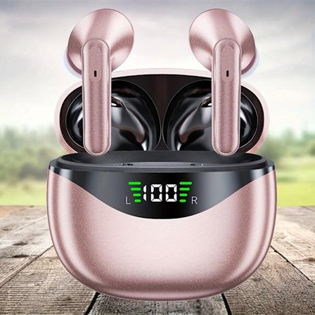 Trådløse øretelefoner, sportsøretelefoner med indbygget mikrofon, digital LED-strømdisplay, TWS in-ear hovedtelefoner med indbygget mikrofon