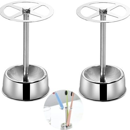 Tandbørsteholder i rustfrit stål, 2-pak, metal tandbørsteholder, badeværelse eller