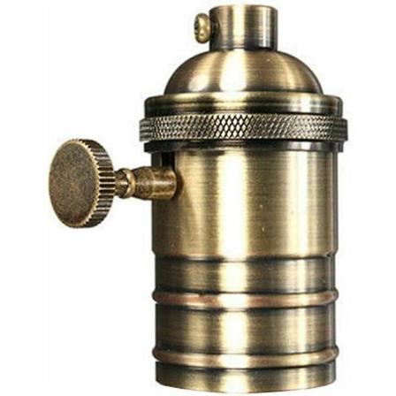 1 stk messing lampeholder, vintage antikk kobber E26/e27 sokkel, (FMY)