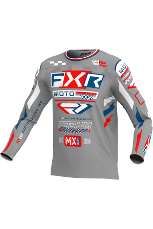 Bluză Motocross FXR Podium Gladiator gri/alb/roșu S