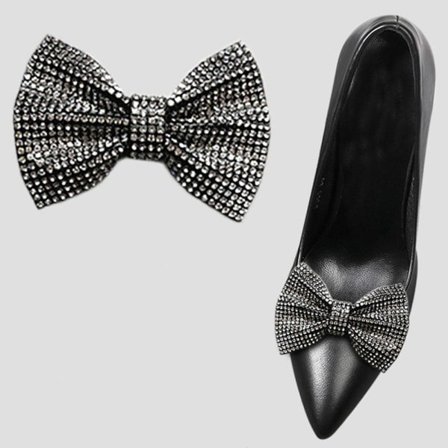 2 skoklips - Blanke dekorative klips - SVART