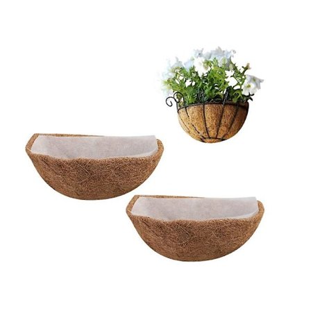 Eko - vänlig kokosnöt brun halv vägg hängande dekorativ kokoskorg blomma coco skal planter planter non-woven inomhus Chol coco skal planter 14