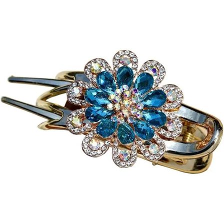 Hårklemme med rhinestone-blomst, store hårspænder med blomst, glitrende krystalhårnåle, hårspænder til kvinder og piger
