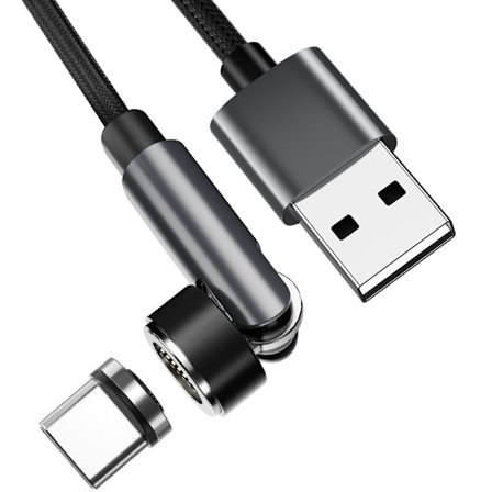 Magneettinen USB-C-latauskaapeli 3A pikalataus 2 m Black