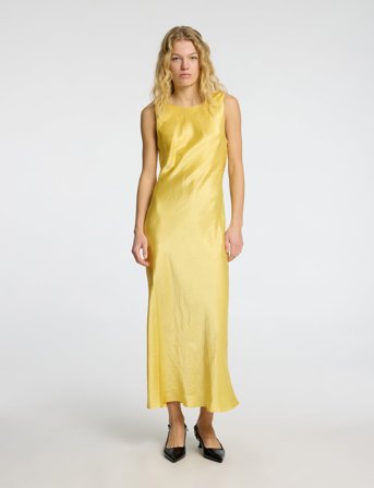 Selected Slfselene Sl Cowl Back Midi Dress B - Yellow - 44