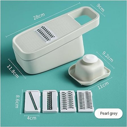 Vegetabilislicer, Multiskärare, Rivjärn för Grönsaker, Mandolin, Potatisskalare, Morots- och Fruktskärare, Köktillbehör, Vegetabiliskskärare (Färg: 