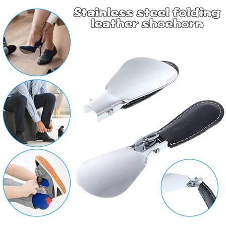 Spoon Helper Läderhandtag Skohorn Skotillbehör Shoespooner Skor Lyfthjälpare Skohorn