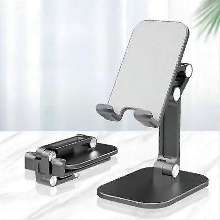 Justerbart telefonstativ for skrivebord, bærbar sammenleggbar mobiltelefonholder med sterk stabilitet for 4-11 tommers smarttelefoner og nettbrett