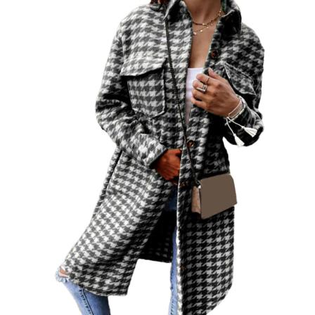 Kvinnor Fritidsrock Trench Jacka Kostym Printed Kappa Lång-s