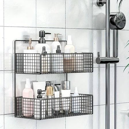 1 st rostfritt badrum och kök förvaringsställ med gratis stansnätkorg och flytande hyllor