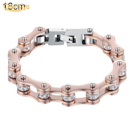 Kvinnor Rhinestone Titanium Steel Bike Chain Armband
