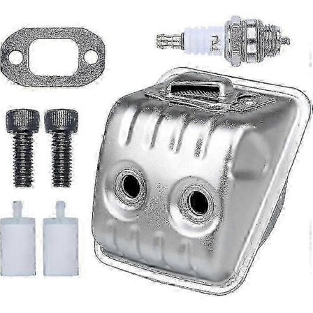 Avgasljuddämpare kit för Husqvarna 445 450 med bränslefilter och tändstift