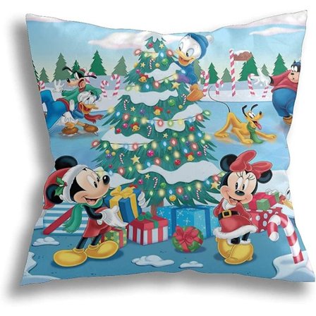 Myk og holdbar Disney Together Time Julepute Vintage Julenisse Fransk Jutestoff Polyestertrekk 18 X 18 tommer