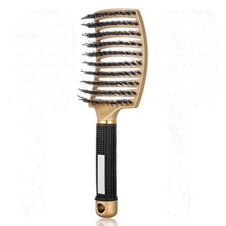 Hårbørste med villsvinbust, ventilert kamhårbørste buet