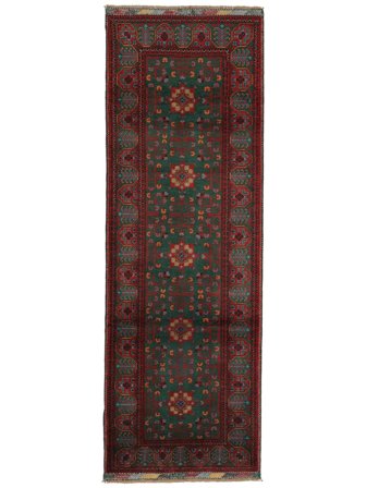 Tapis D'orient Kunduz 82X246 De Couloir Noir/Rouge Foncé (Laine, Afghanistan)