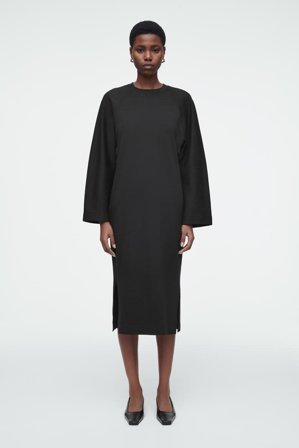 COS Frauen Column Dress Aus Jersey In Midilänge in Schwarz