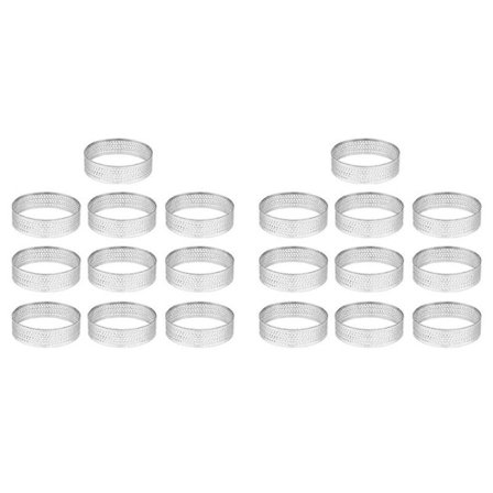 20 Pakke Rustfrit Stål Æg Ringe, Varmebestandige Perforerede Kage Mousse Ringe, Ringbagning