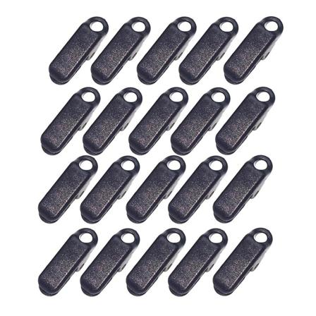 20 stk Plastklemmer Telttøy Klemmer Markiseklemmer Krokodilleform Vindbestandig Teltsnapper Campingklemmer Black 3.3X1 cm