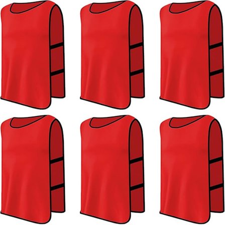 6 stk. Fodboldtræningsveste, Fodboldtræningsvest, Træningsvest til Træning, Genanvendelig Sports Vest, Størrelse XL