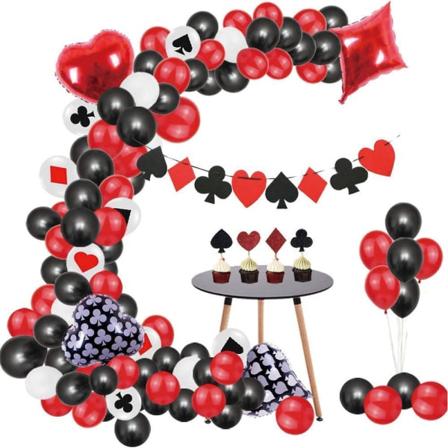 100 st Svart Röd Födelsedagsballonger Båggirland Kit Latex Set Festdekoration