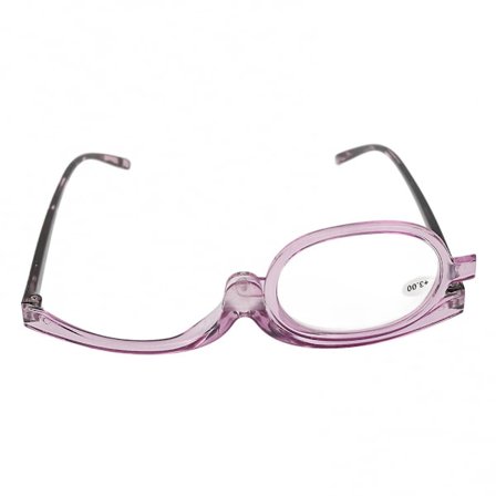 Sminkebrille med enkelt glass forstørrende flip-down roterende +3.00