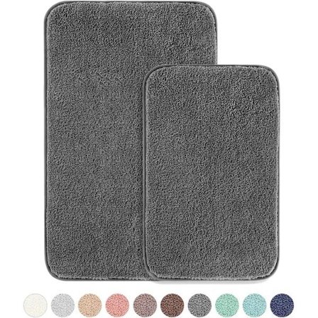 Hurtigtørrende badeværelsesmåtte, Original 2-lags skridsikker bademåtte, polyester mikrofiber, blød absorberende til badeværelse, brusebad, køkken og 