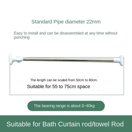 Teleskopisk klädstång Duschgardinstänger Enkel stödstång