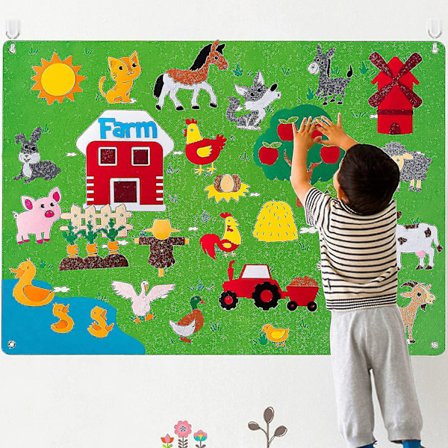 Gårdsdyr Filt Historiebrett Sett 1 meter Forhistorisk Gårdstema Fortellerkunst Vegghengt Leke