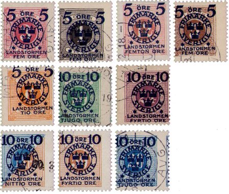 Sverige 1916 - AFA 88-97 - Stemplet