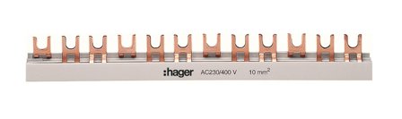 Hager KDN363B Faseskinne 3-polet, 10 kV, gaffel 57 moduler/1 m, Elfordeling & strømforsyning