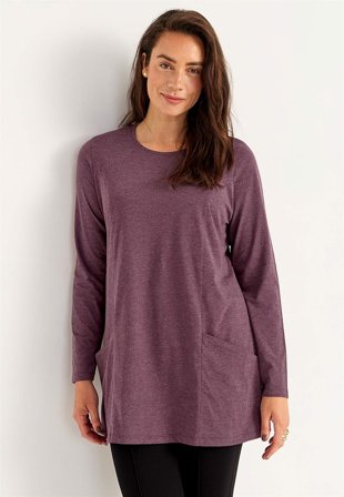 Cellbes of Sweden - Trikåtunika med fickor - plommon / melerad - för damer - 38/40