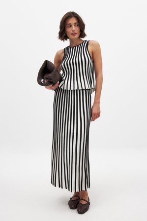 Linn Eklund x NA-KD - Strikket midiskjørt - Strikkete kjoler - Stripete - S