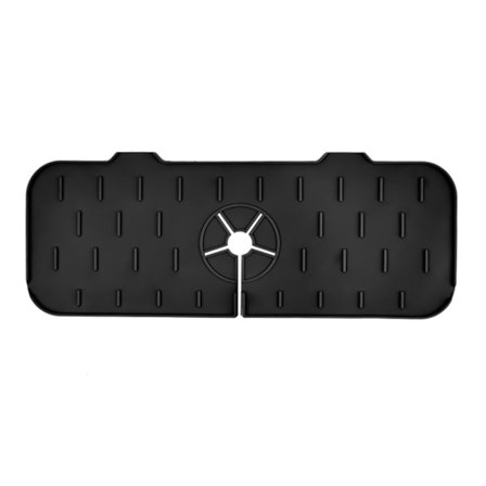 Vask Kran Matte Silikon Gjenbrukbar Kran Vann Catcher Matte Vask Tapping Pad for Kjøkken Bad Svart