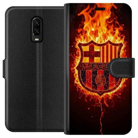 Kompatibel Tegnebogsetui til OnePlus 6T FC Barcelona fodboldklub Spanien La Liga topklub med ungdomsakademi teknisk fokus og verdenskendte profiler