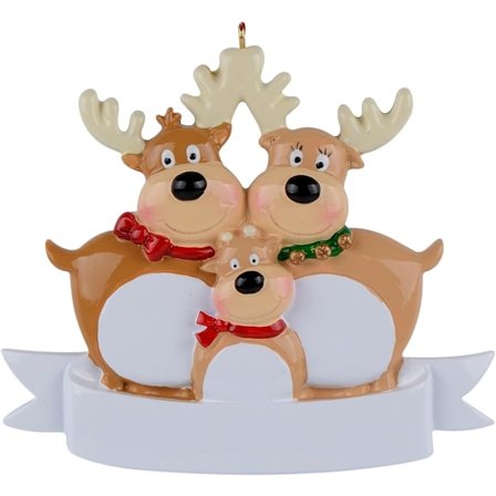 Rensdyr Familie af 3 Personlige Julepynt