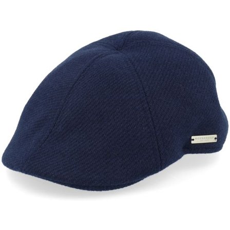Seeberger - Blå flatcap Keps - Stoff Blue Flat Cap @ Hatstore